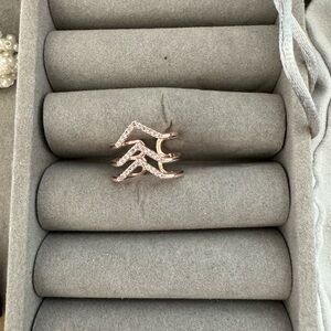 Rose Gold Chevron Triple Crystal Ring